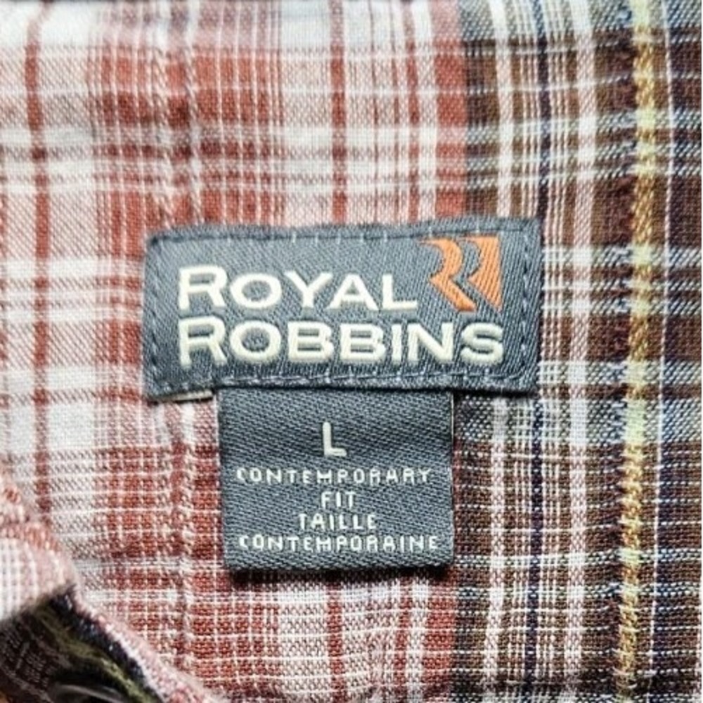 Royal Robbins Shirt Mens Large Metal Snap Plaid Country Cowboy Flap Pockets - Picture 5 of 9